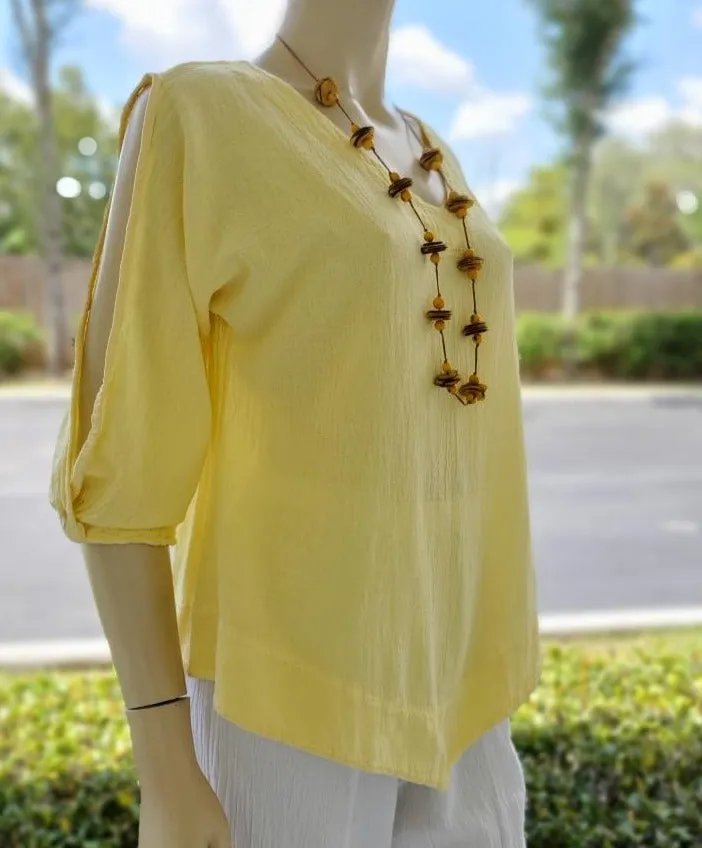 Barbara Top, Our Cut-Out 3/4 Sleeve Top,Women Wear