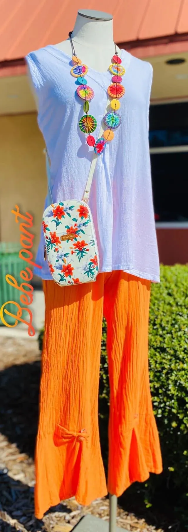 Bebe Cotton Gauze Pant with Button Details,Women Wear
