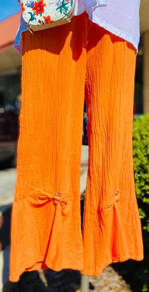 Bebe Cotton Gauze Pant with Button Details,Women Wear