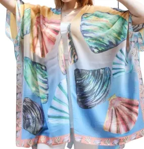 Blue-Multi Seashell Kimono 81196,Women Wear