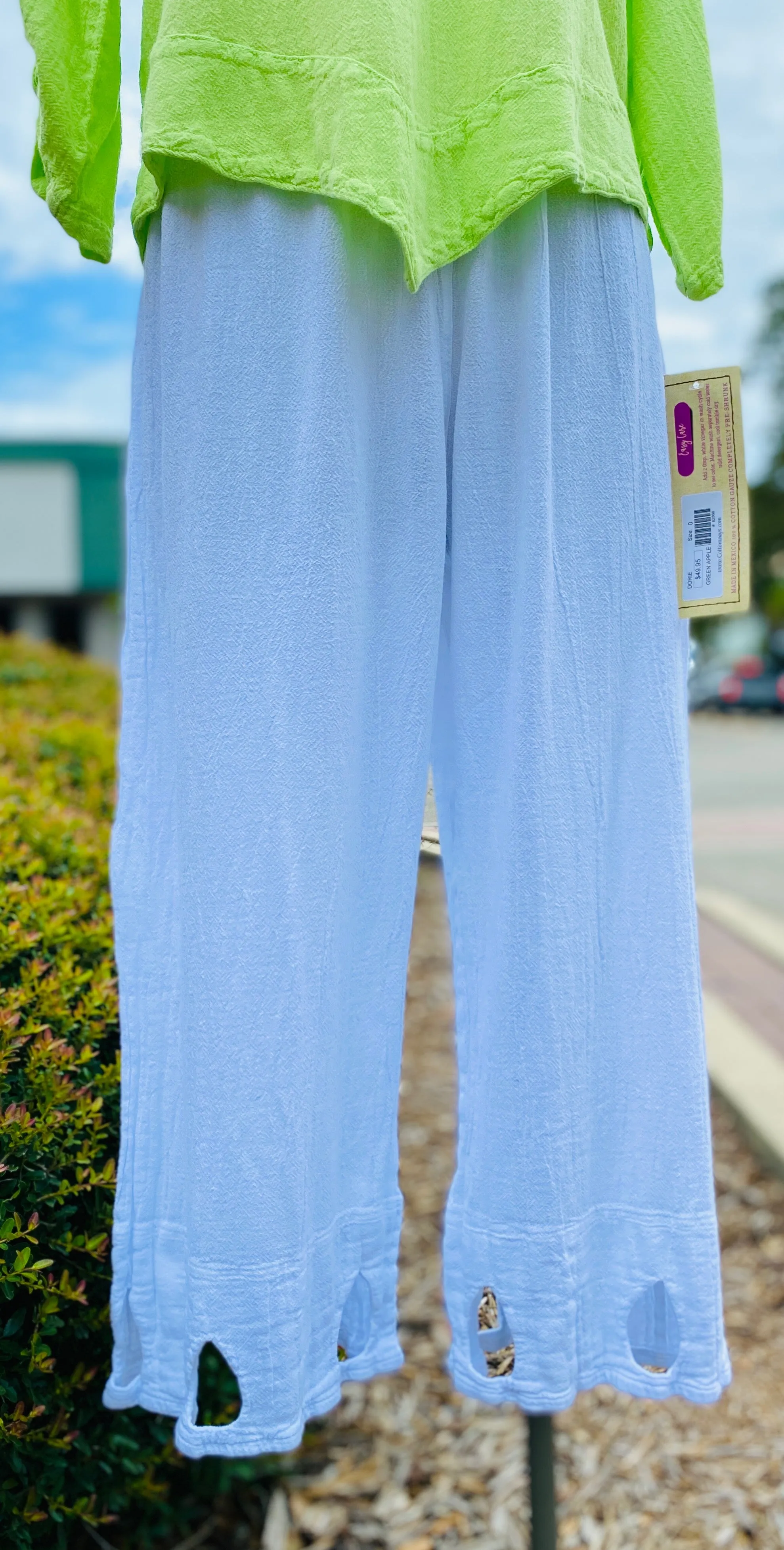 Brazil Keyhole Teardrop Detailed Pants - 100% Cotton Gauze,Women Wear