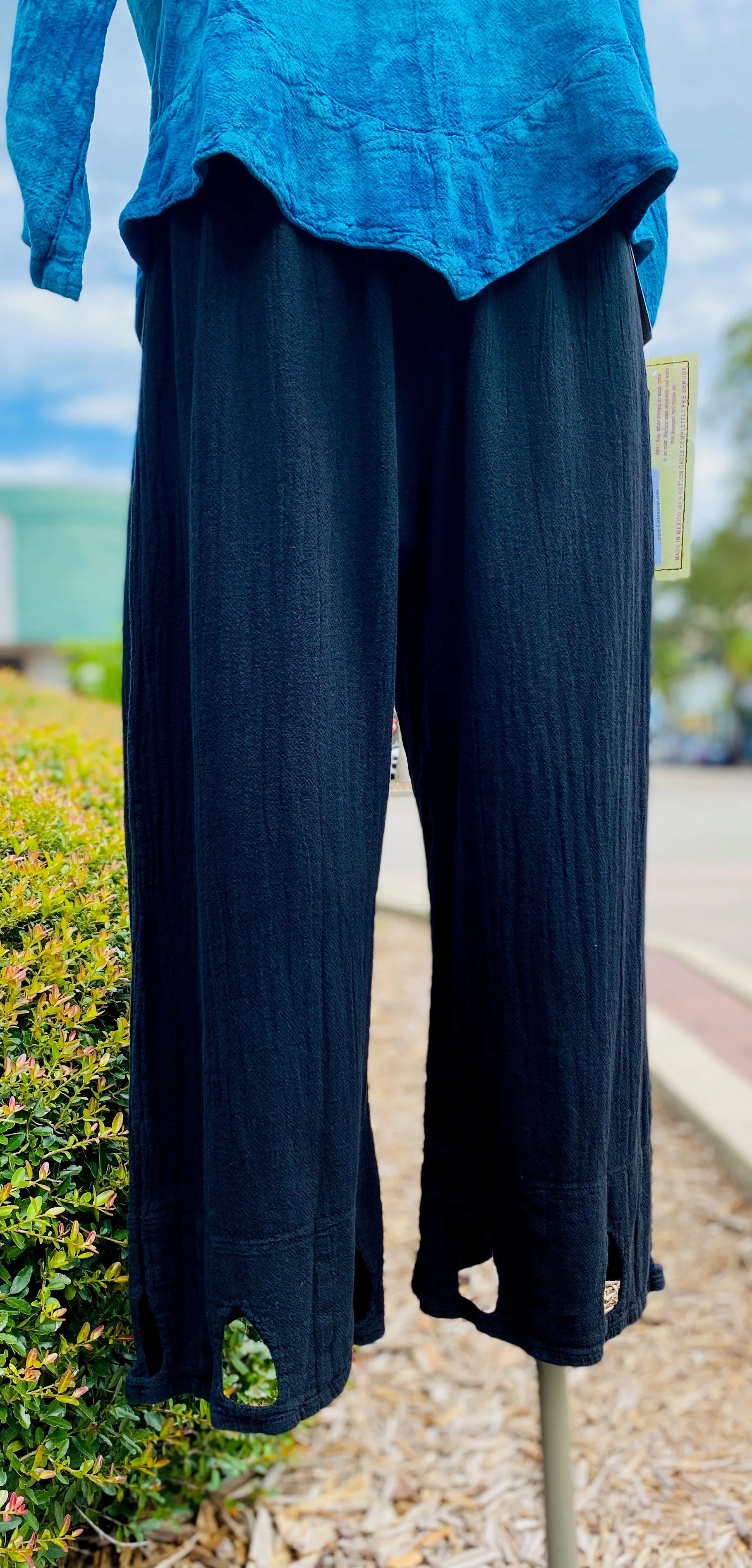 Brazil Keyhole Teardrop Detailed Pants - 100% Cotton Gauze,Women Wear