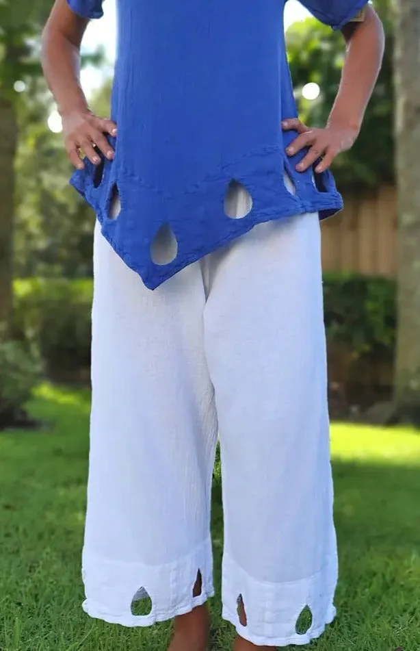Brazil Keyhole Teardrop Detailed Pants - 100% Cotton Gauze,Women Wear