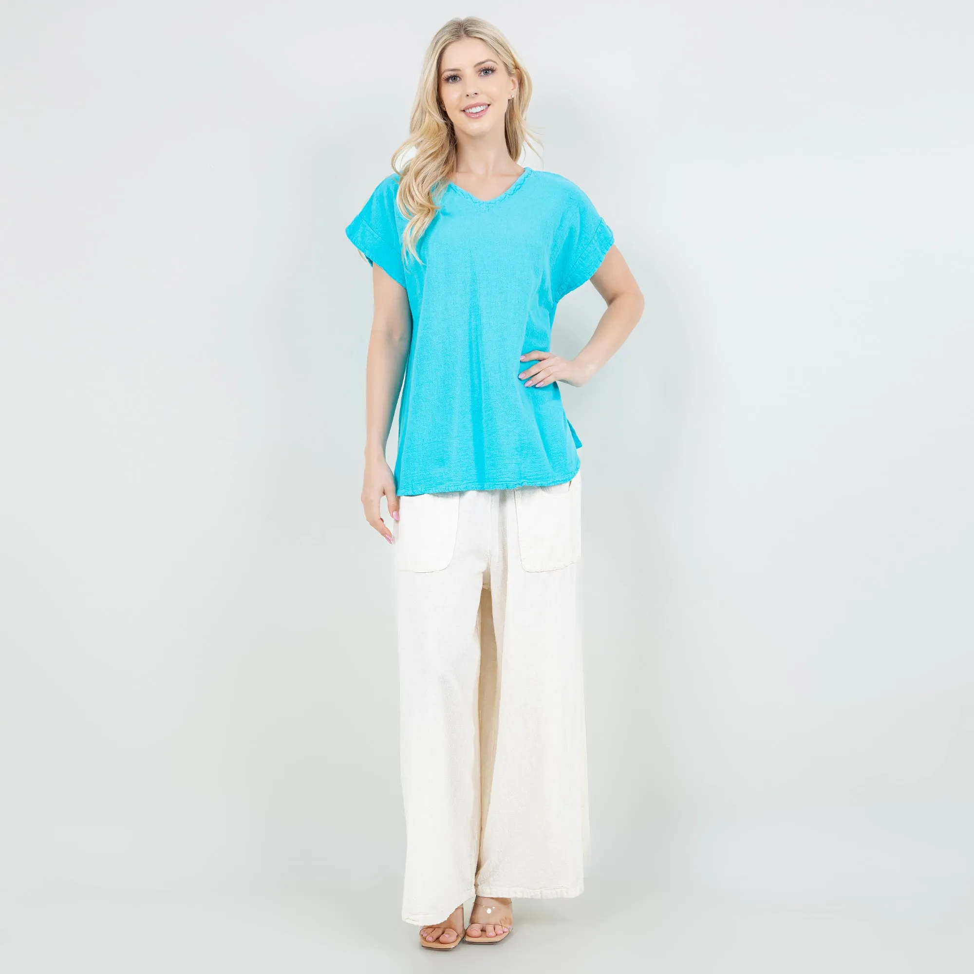 Carla 100% Cotton Gauze Top in OSFM,Women Wear