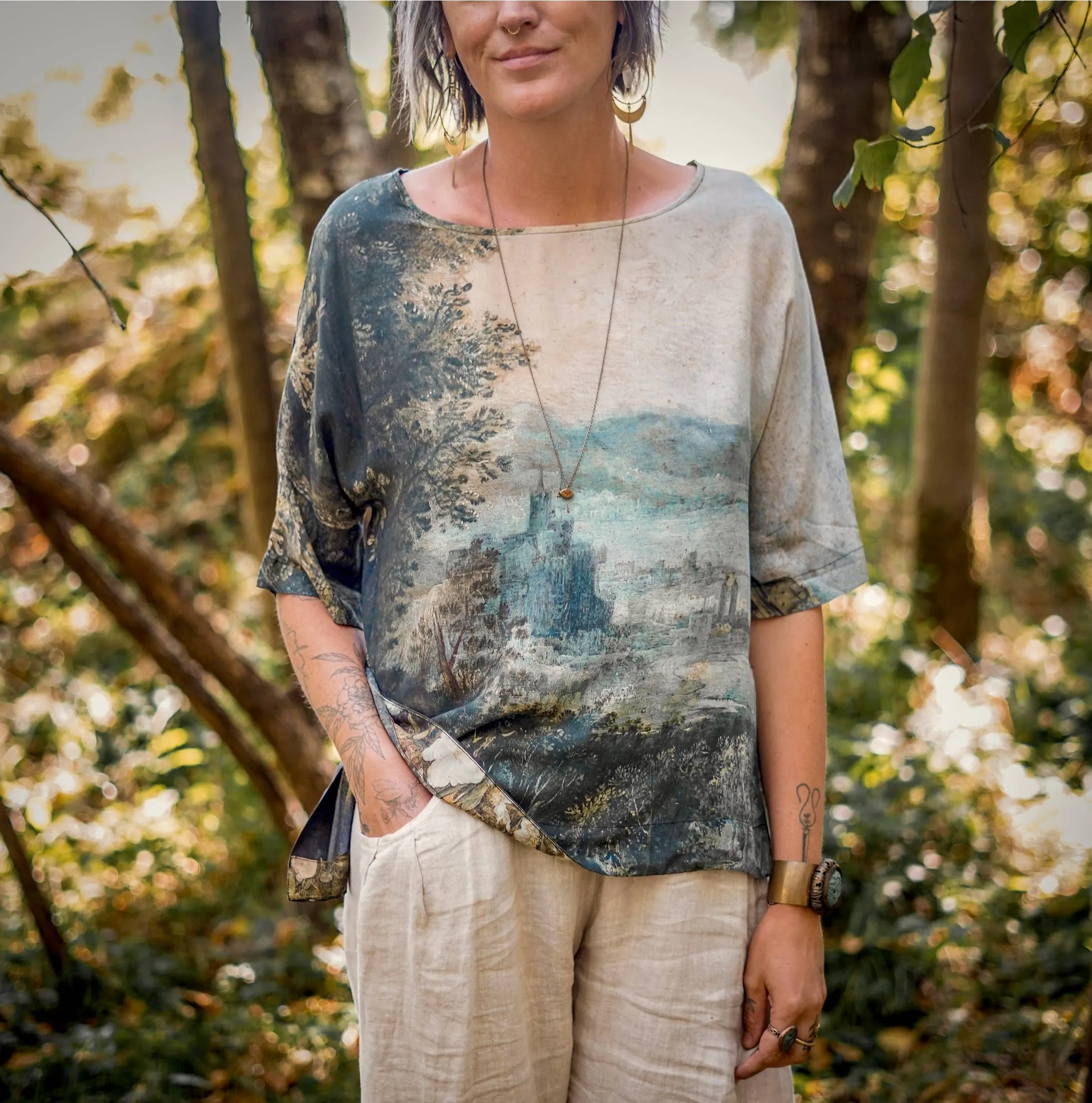 Castles In The Air Tee Luxe Bamboo Tunic Shirt,Women Wear