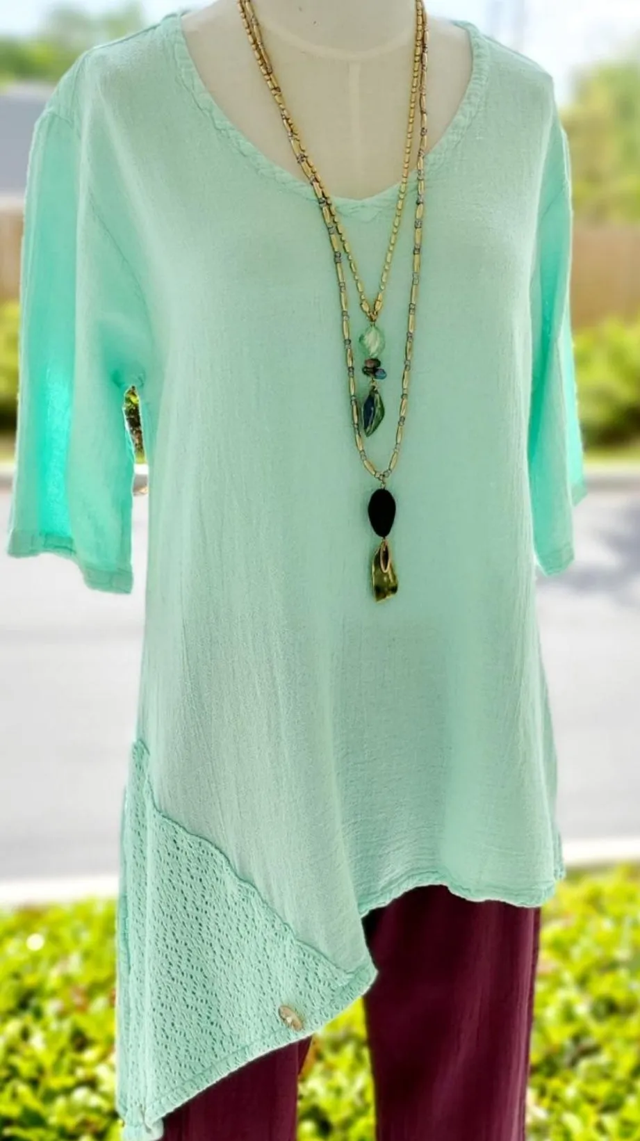 Dagny Top - Cotton Knit Accents Overlay a Fun Sidekick 100% Cotton Gauze,Women Wear