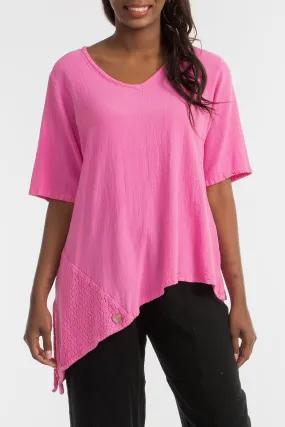 Dagny Top - Cotton Knit Accents Overlay a Fun Sidekick 100% Cotton Gauze,Women Wear