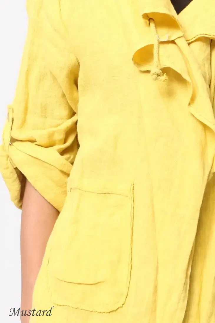 Drawstring Waterfall Linen 9679,Women Wear