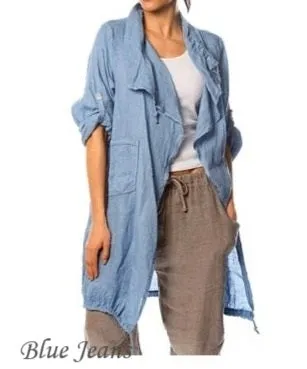 Drawstring Waterfall Linen 9679,Women Wear