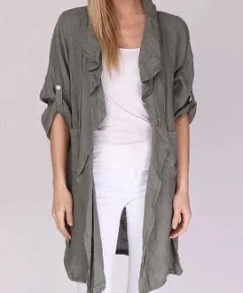 Drawstring Waterfall Linen 9679,Women Wear