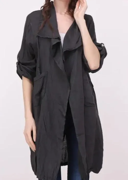 Drawstring Waterfall Linen 9679,Women Wear