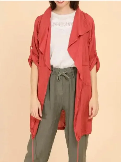 Drawstring Waterfall Linen 9679,Women Wear
