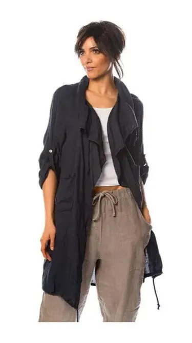 Drawstring Waterfall Linen 9679,Women Wear