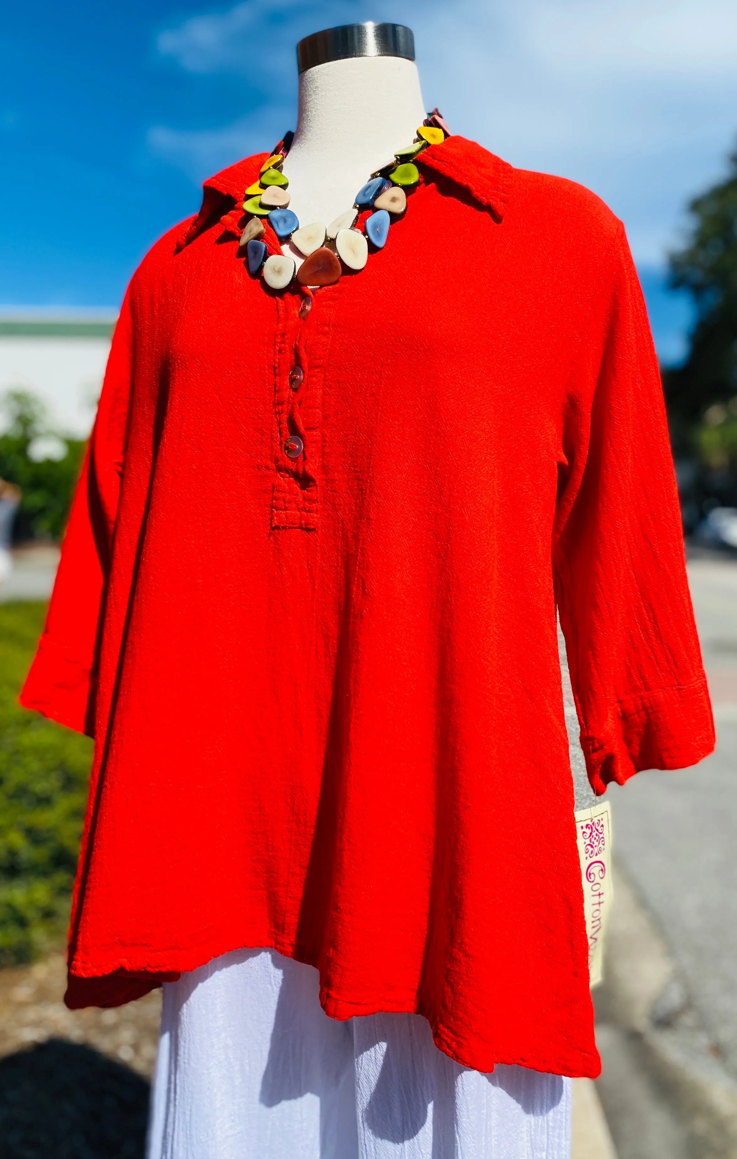 Drea Collared Shirt 100% Cotton Gauze,Women Wear