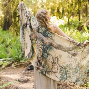 Earth and Sky Bohemian Bamboo Scarf with Tree Print,Women Wear
