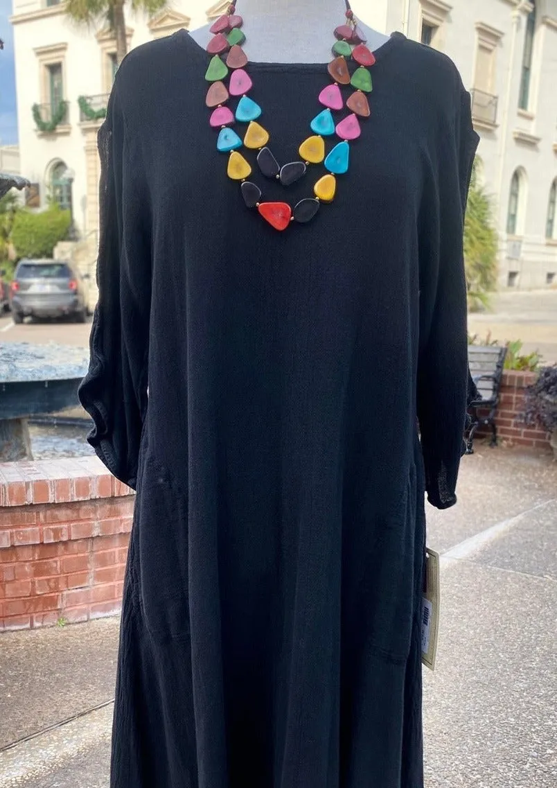 Eva Peek-a-Boo Sleeve Dress,Women Wear
