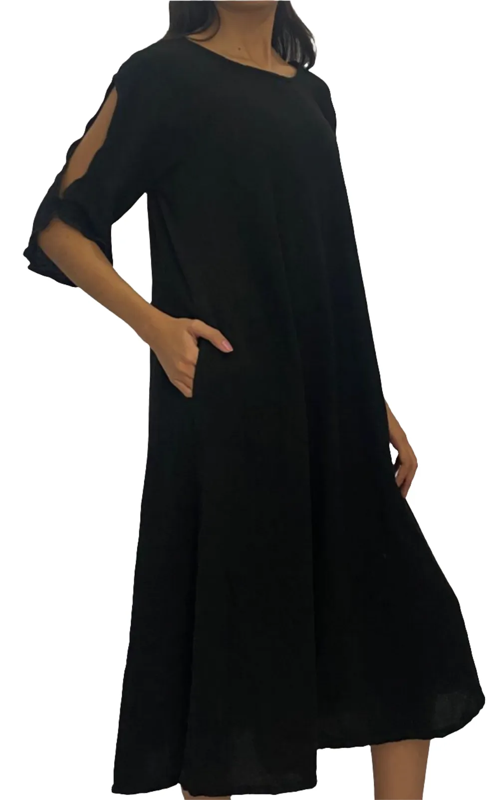 Eva Peek-a-Boo Sleeve Dress,Women Wear
