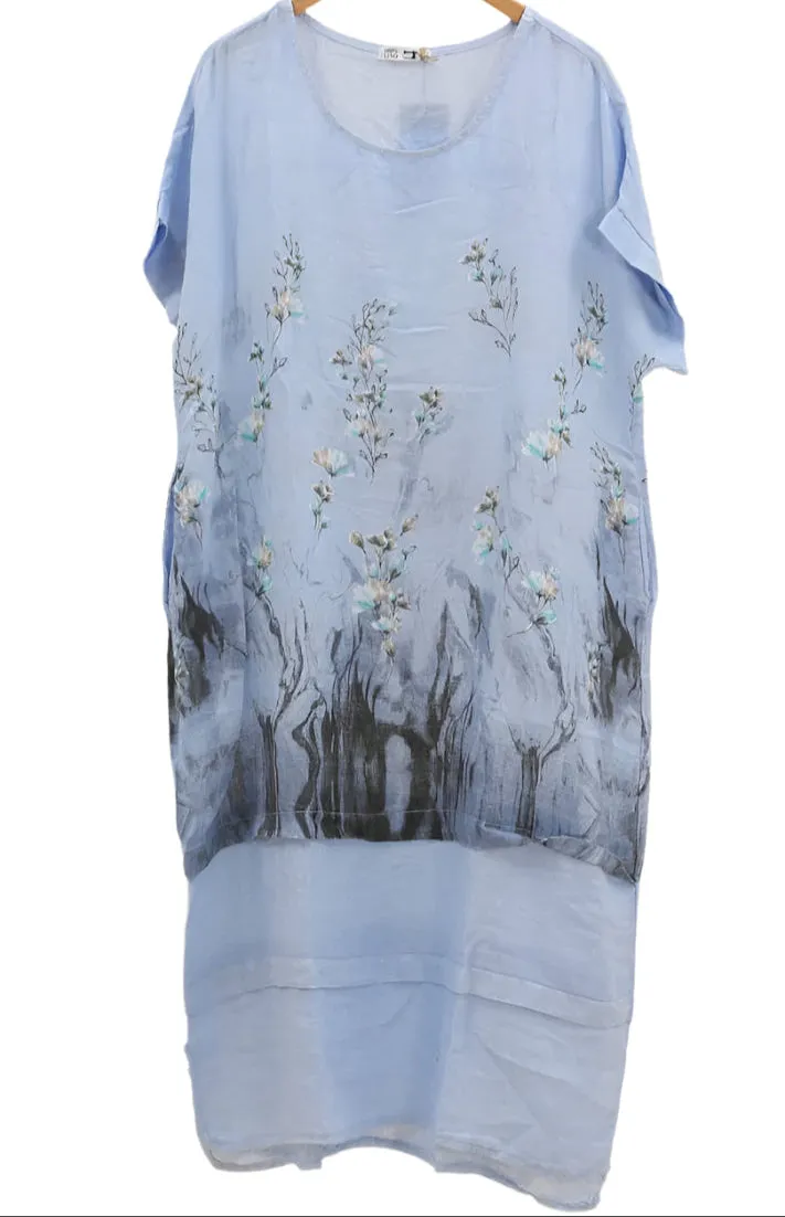 Floral Print Linen Dress 72225,Women Wear