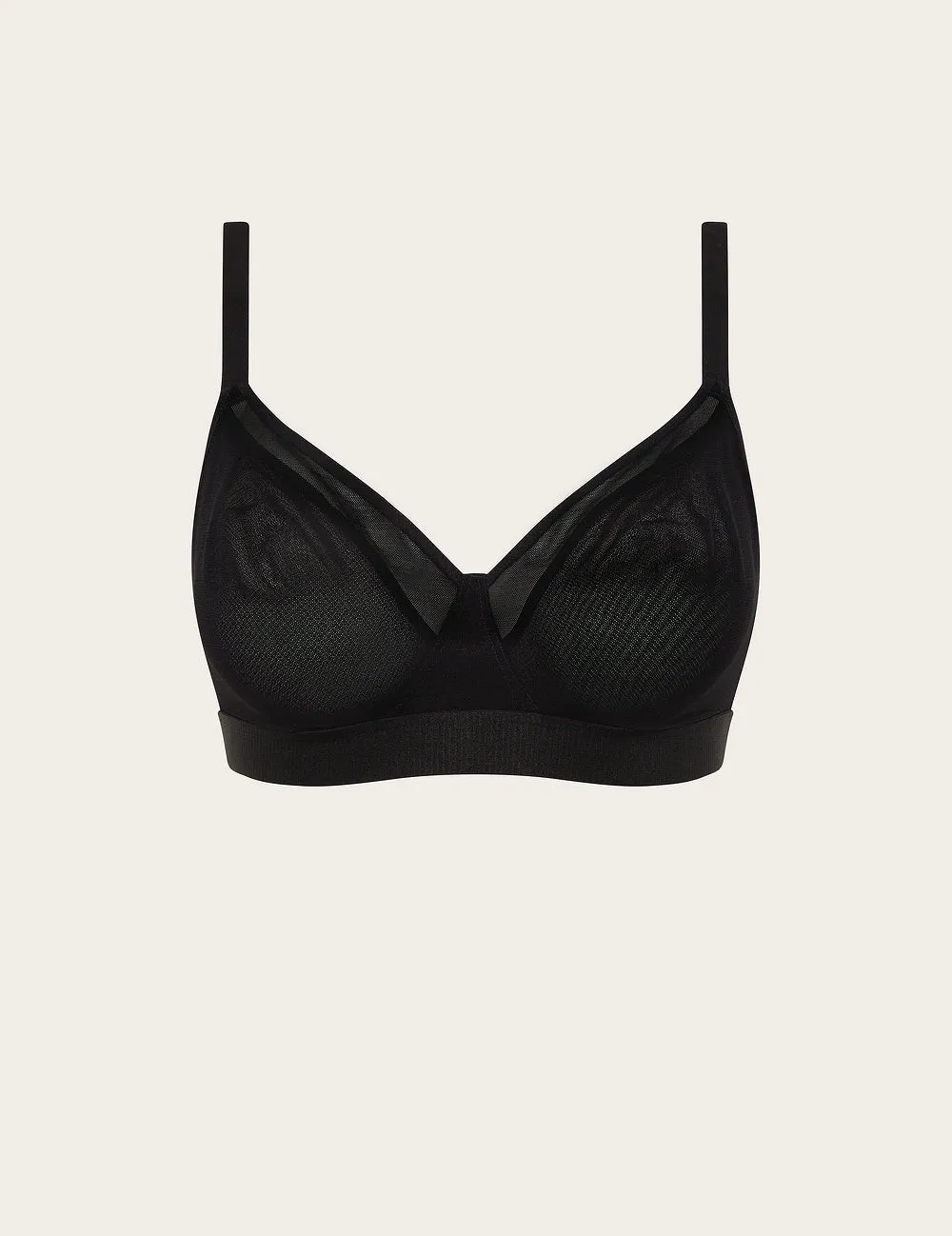 FreeMesh Full Bust Wireless Bra - Black,Women Wear