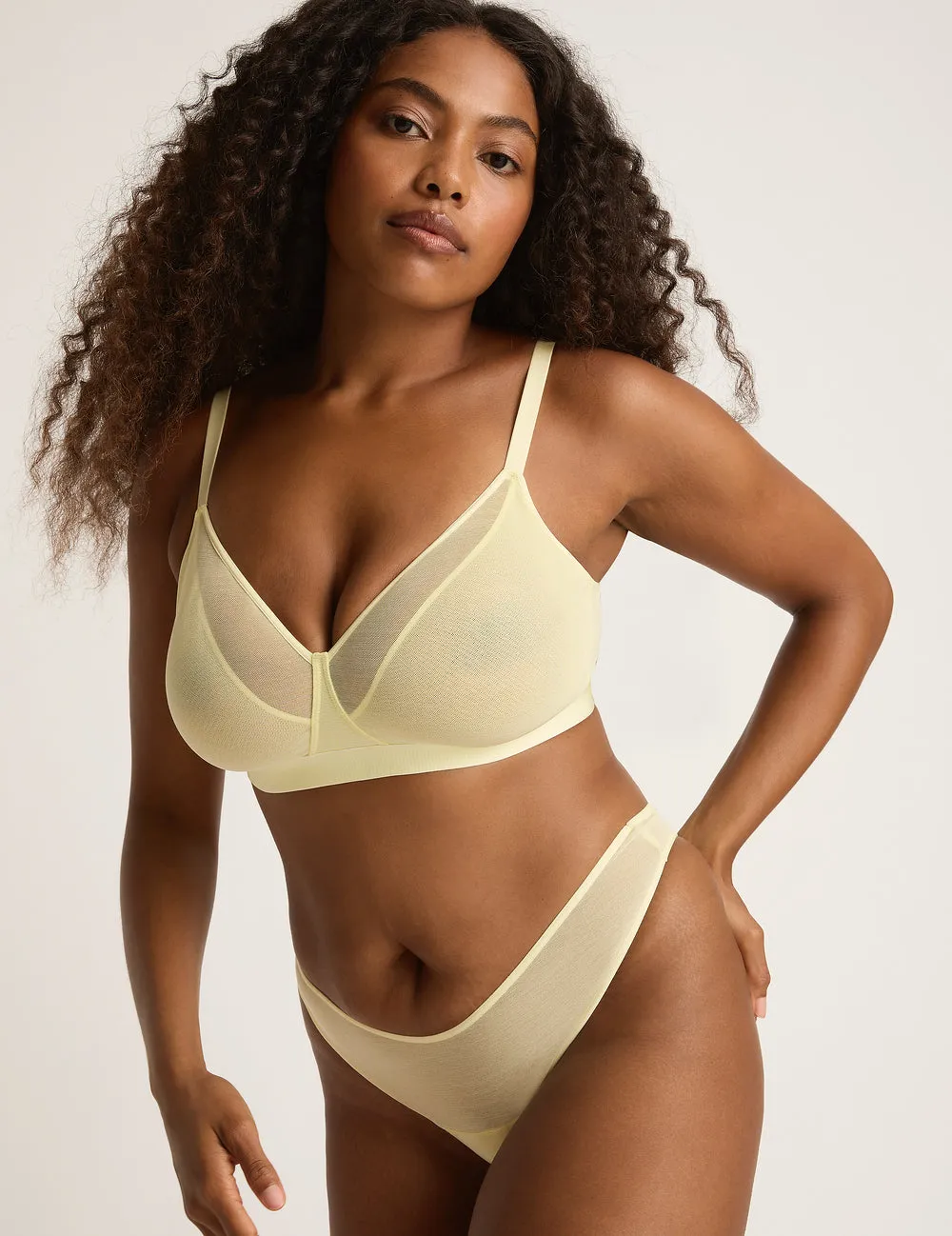 FreeMesh Full Bust Wireless Bra - Lemon,Women Wear
