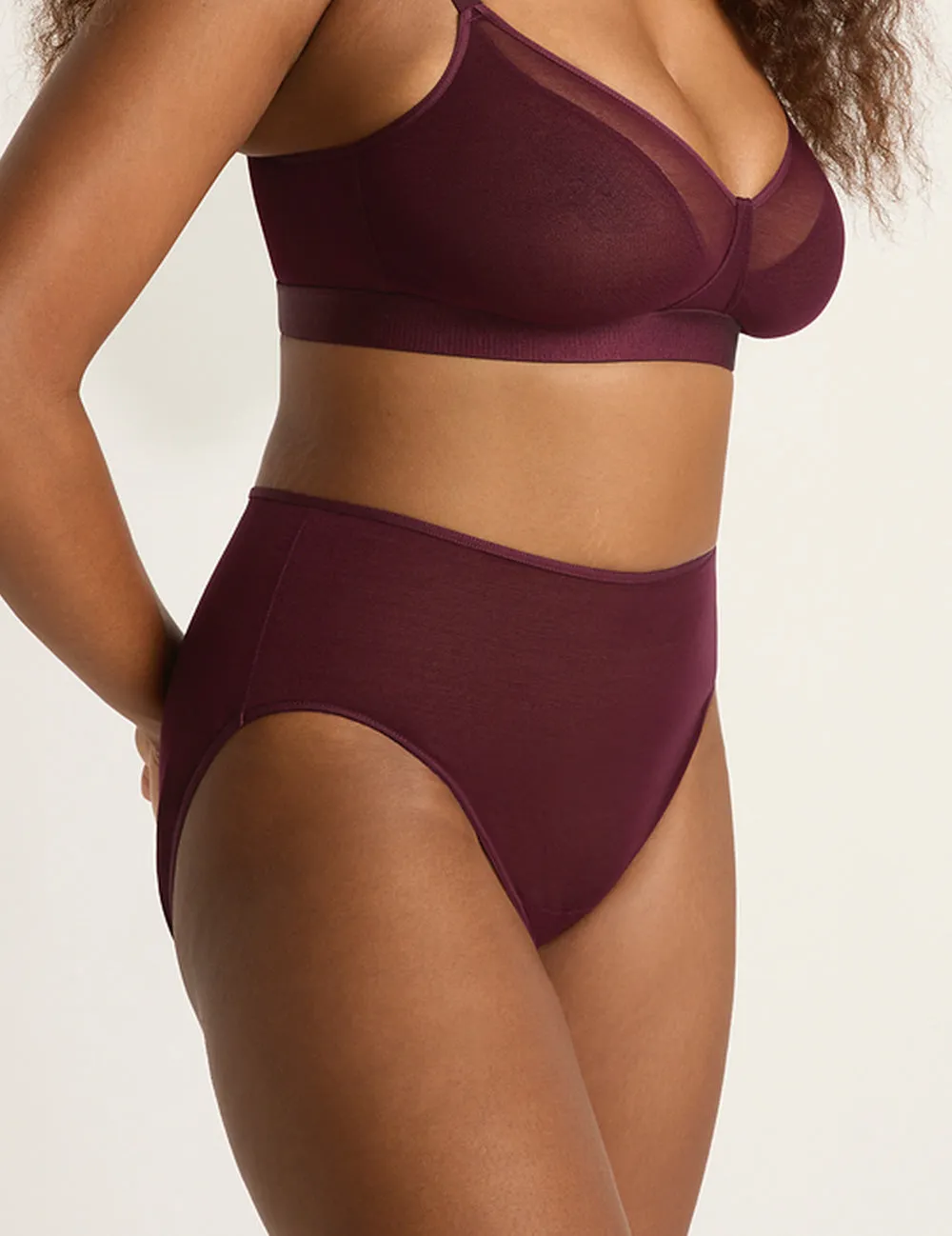FreeMesh High-Cut Full Brief - Fig,Women Wear