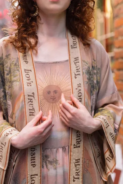 Friendship Love and Truth Long Belted Kimono,Women Wear