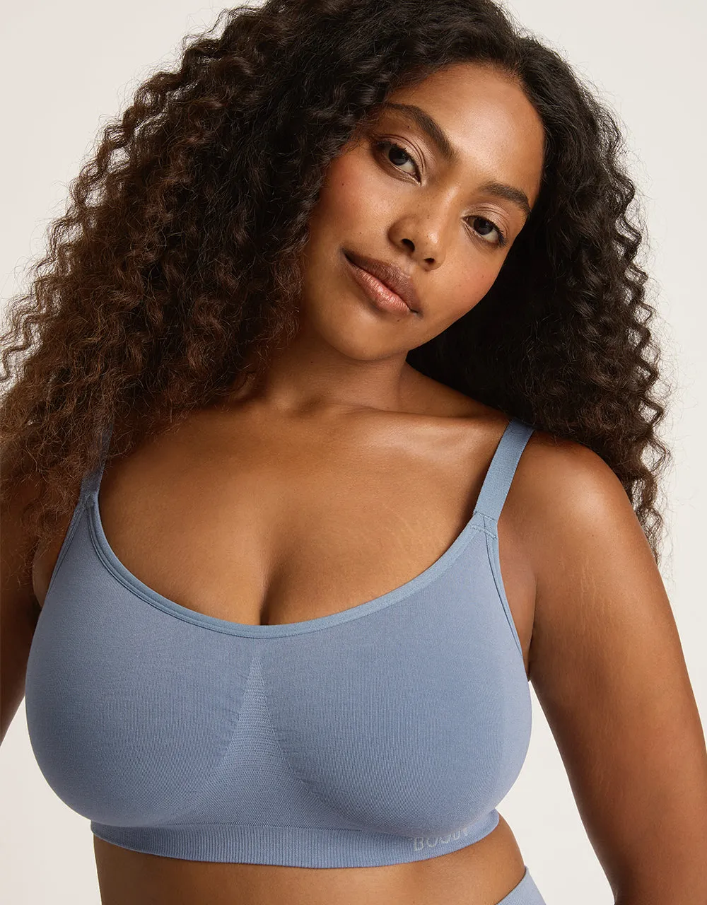 Full Bust Wireless Bra - Dusty Blue,Women Wear