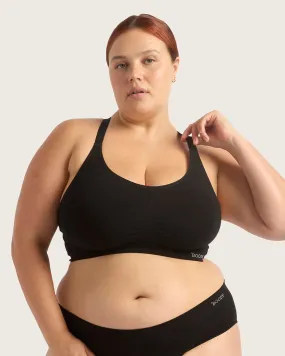 Full Bust Wireless Racerback Bra - Black,Women Wear
