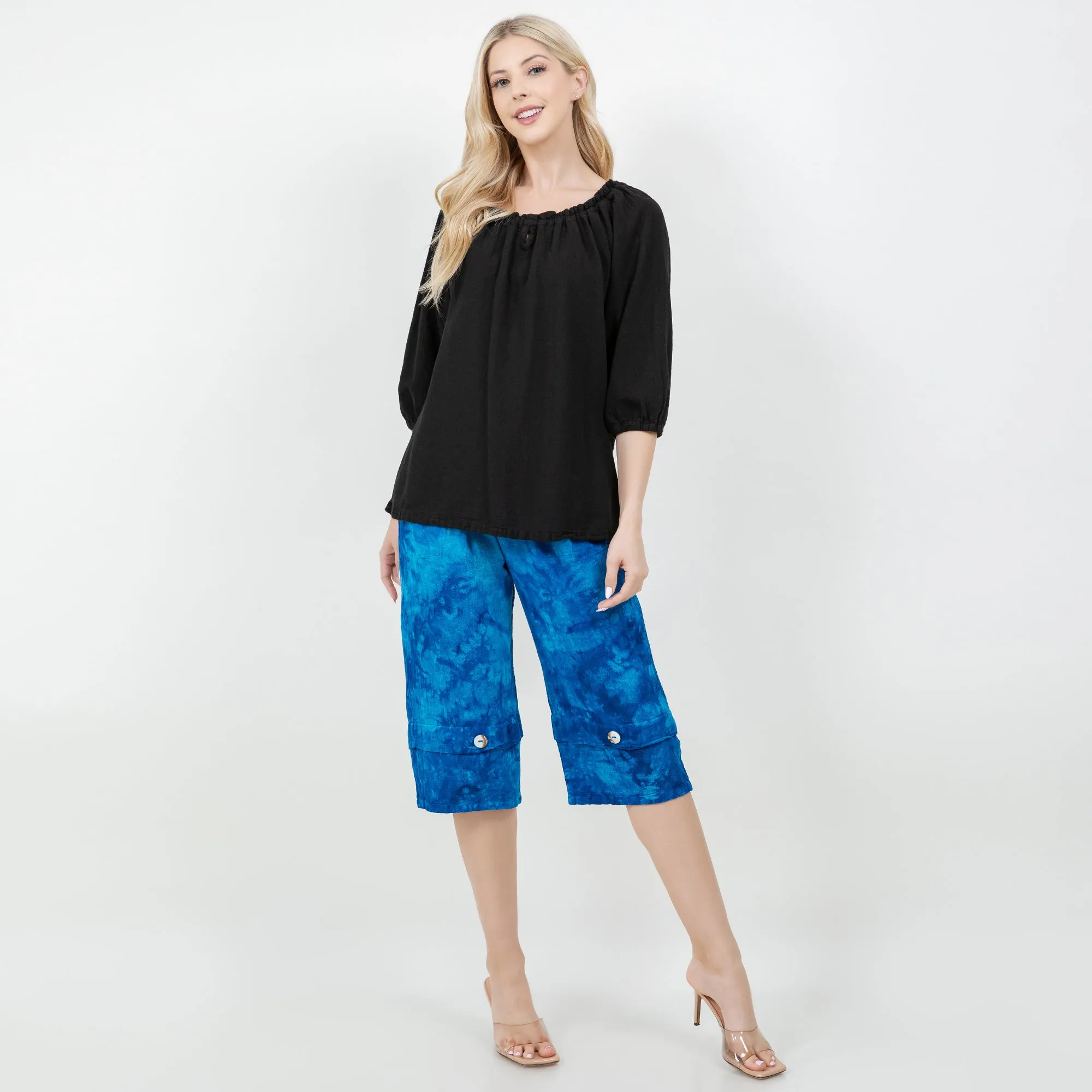 Gail Capri Pant with Pockets! 100% Cotton Gauze,Women Wear