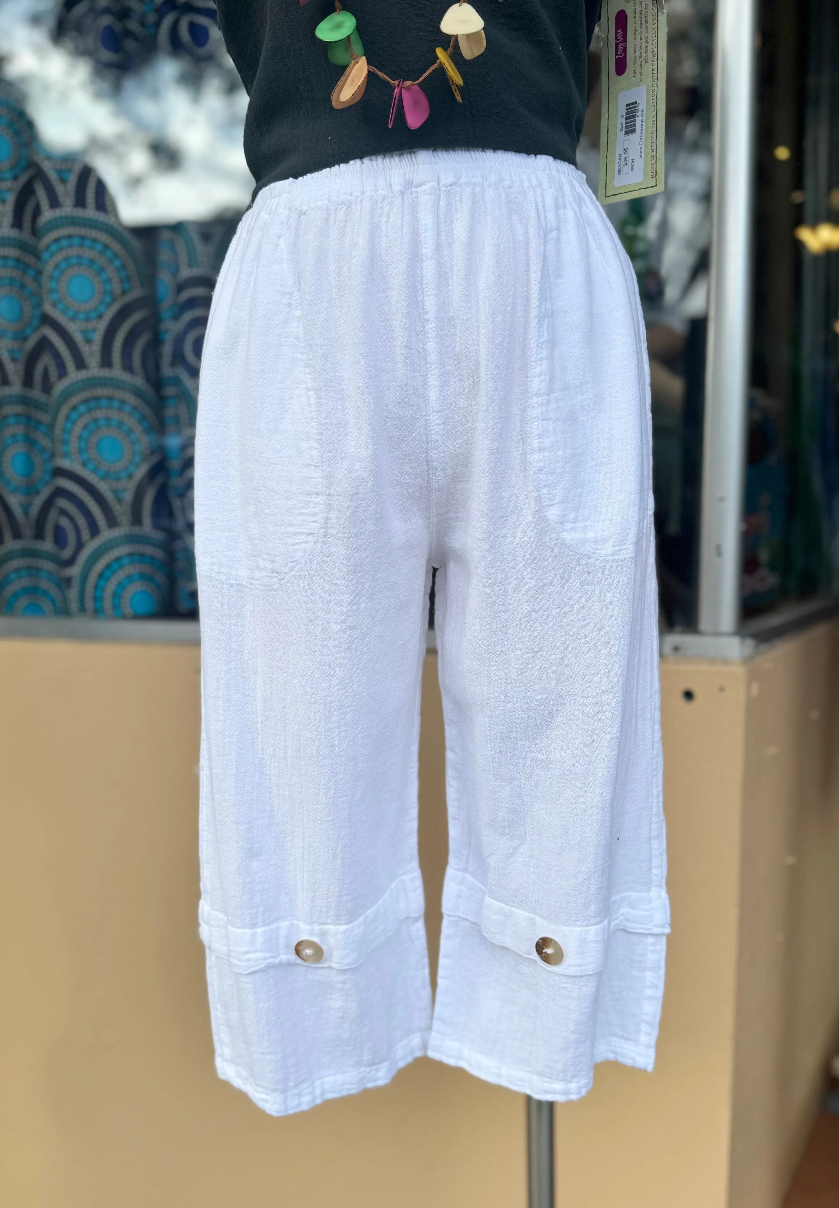 Gail Capri Pant with Pockets! 100% Cotton Gauze,Women Wear