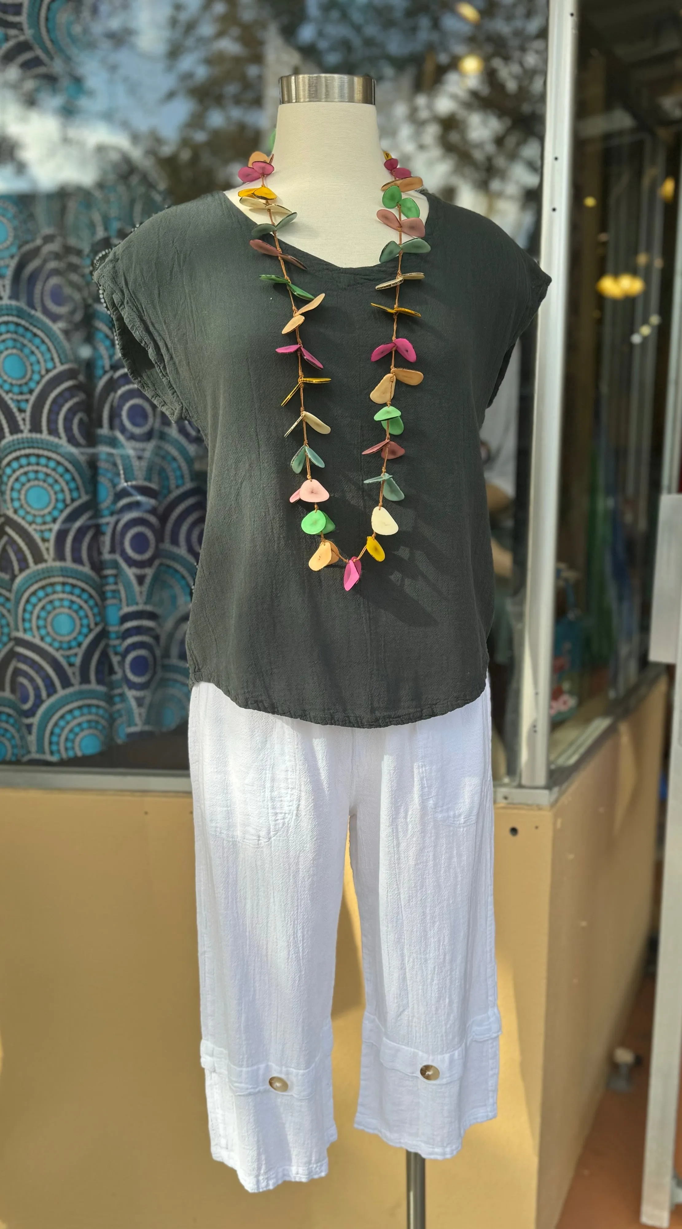 Gail Capri Pant with Pockets! 100% Cotton Gauze,Women Wear