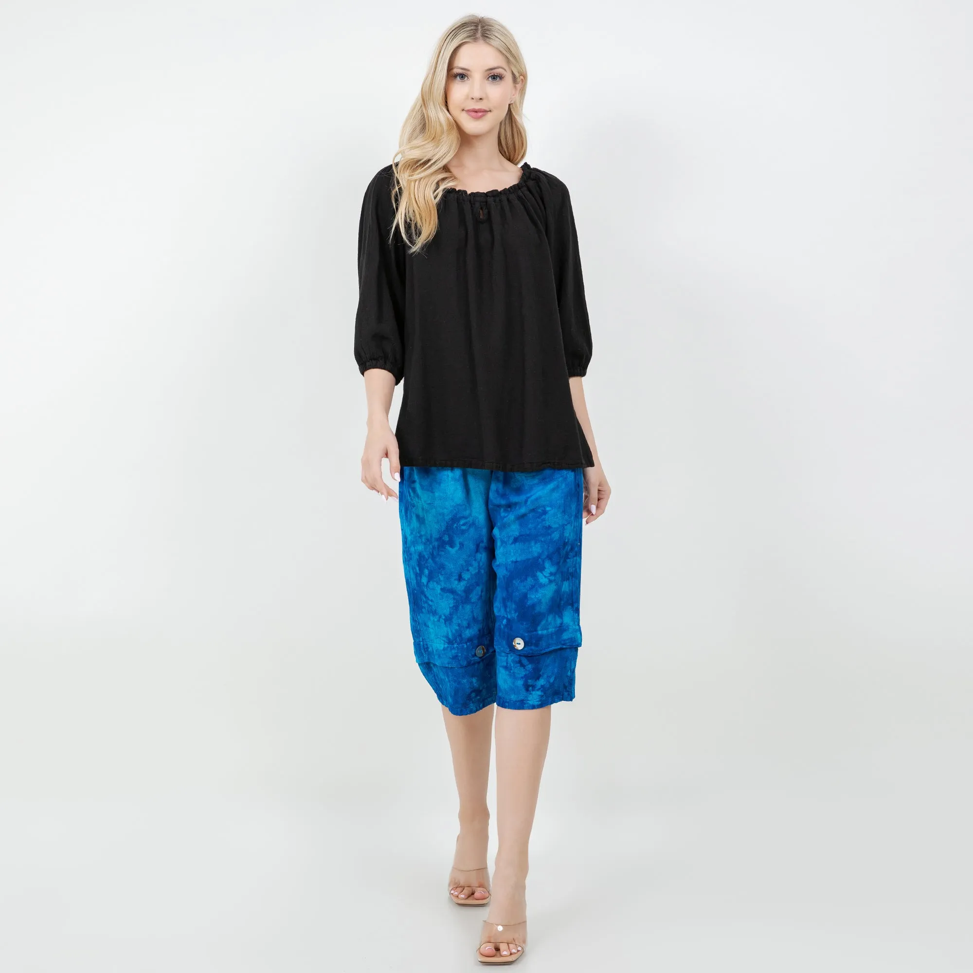 Gail Capri Pant with Pockets! 100% Cotton Gauze,Women Wear