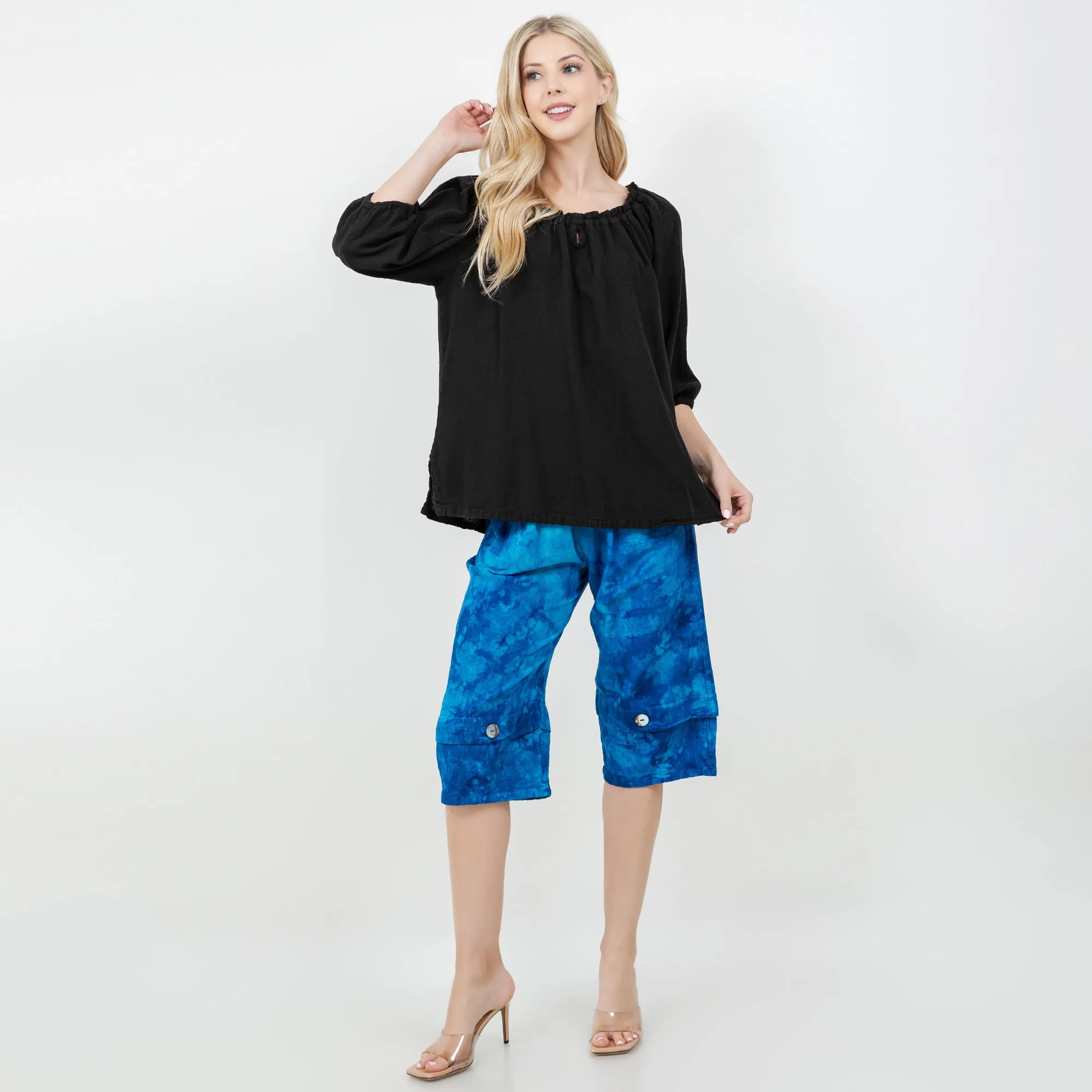 Gail Capri Pant with Pockets! 100% Cotton Gauze,Women Wear