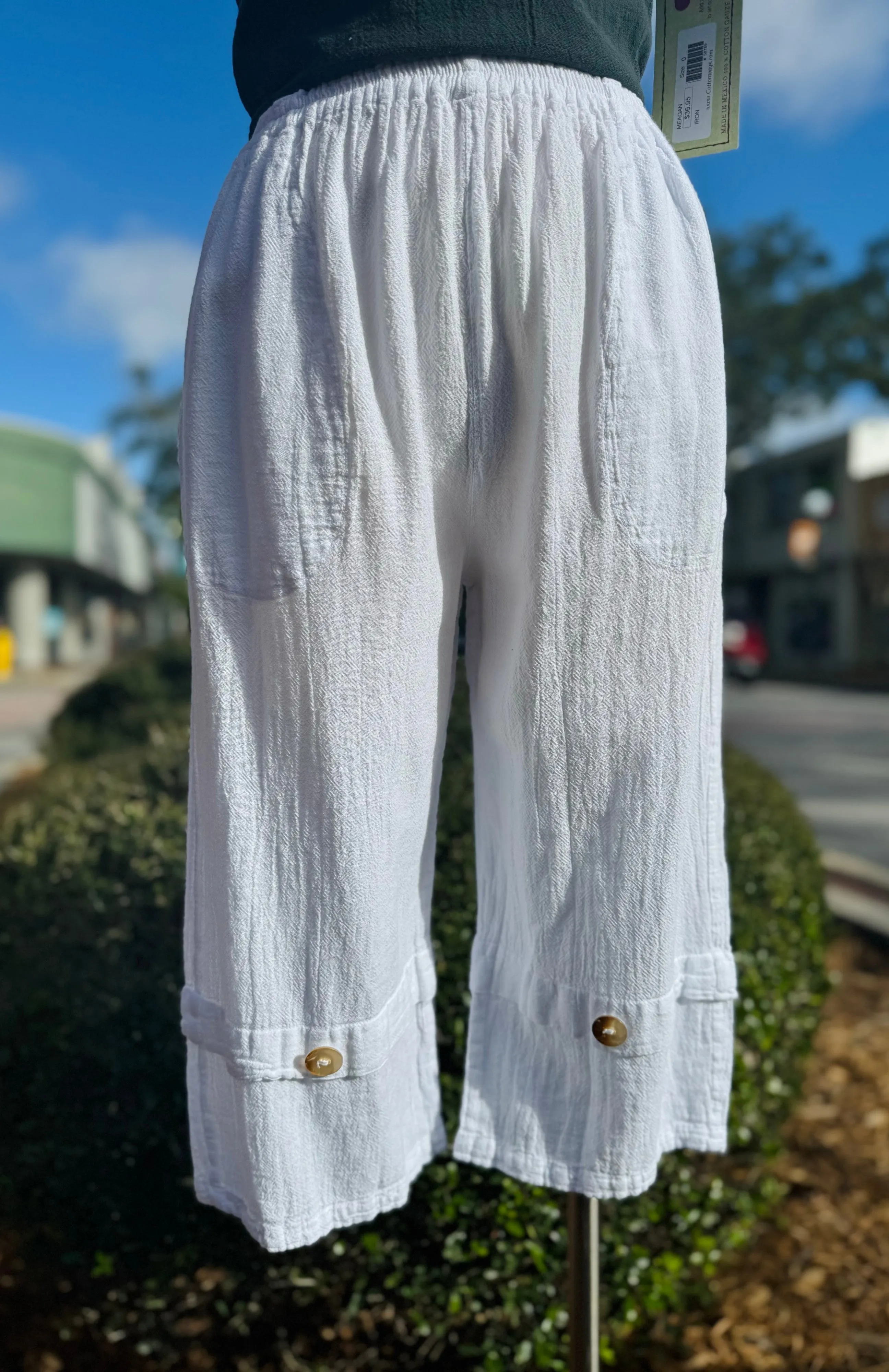Gail Capri Pant with Pockets! 100% Cotton Gauze,Women Wear