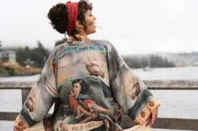 Hold Fast Bamboo Cropped Kimono w/ Sun, Moon & Rainbow,Women Wear