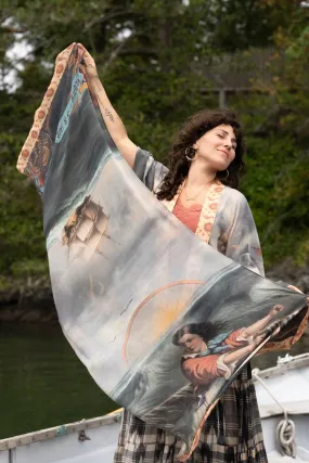 Hold Fast Bamboo Scarf with Sun, Moon & Rainbow,Women Wear