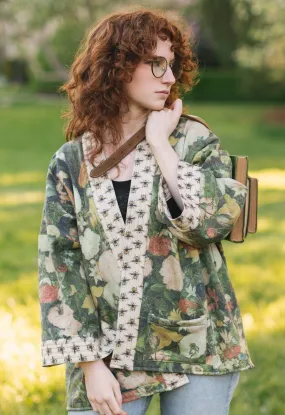 I Dream in Flowers Fleece Lined Cozy Cardigan Kimono Jacket,Women Wear