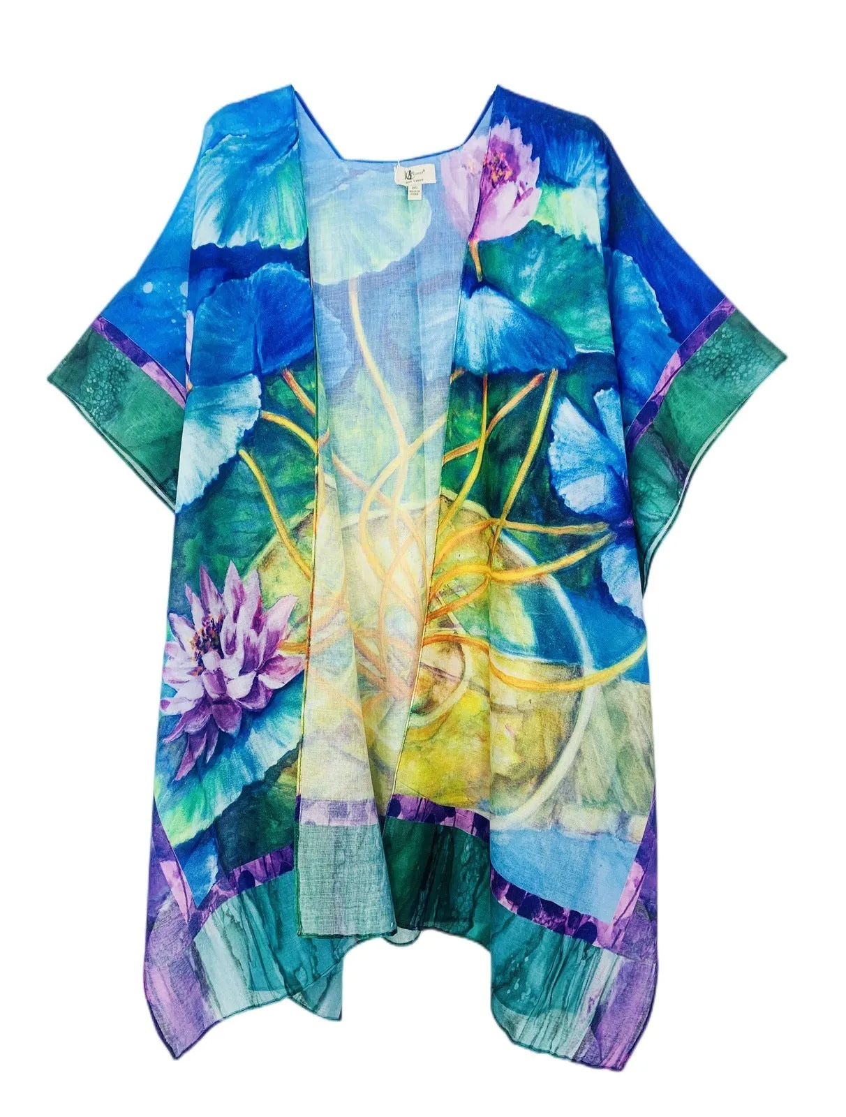 JC062766 Green-Purple Lotus Kimono 62766,Women Wear