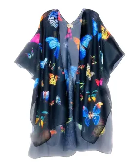 Kimono 8110107 Black Multi Butterfly,Women Wear