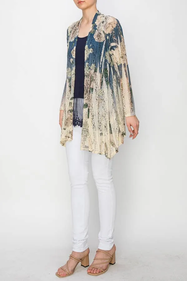 Lace Cardigan 407-493 Navy FL,Women Wear