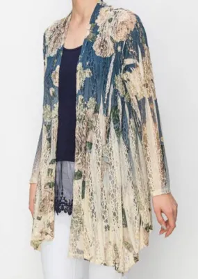 Lace Cardigan 407-493 Navy FL,Women Wear