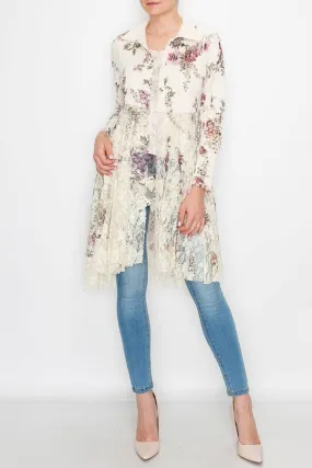 Lace Layer Cardigan 4540 NAT/CH FL,Women Wear