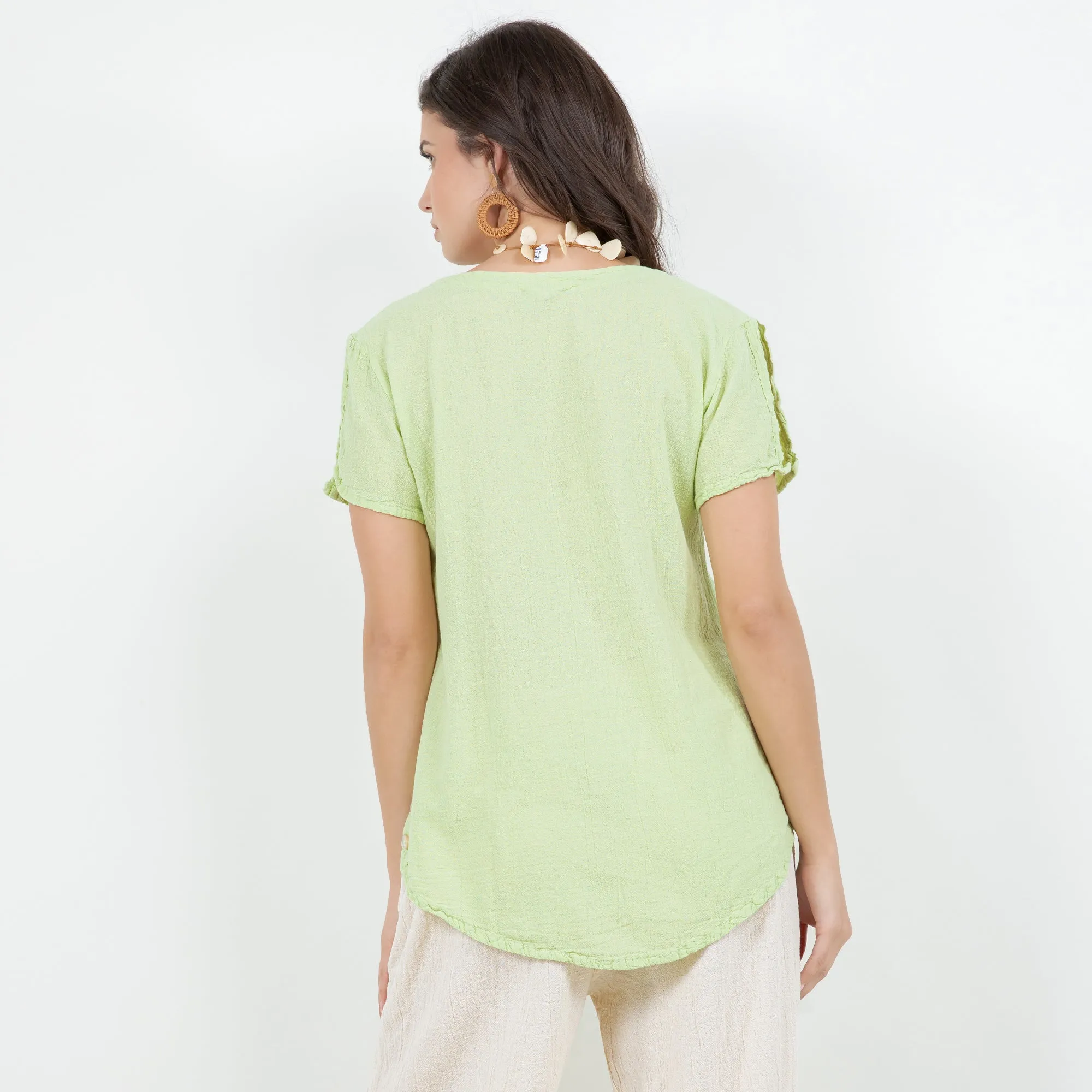Lauren Top- Scoop Bottom Button Details - New Colors!,Women Wear