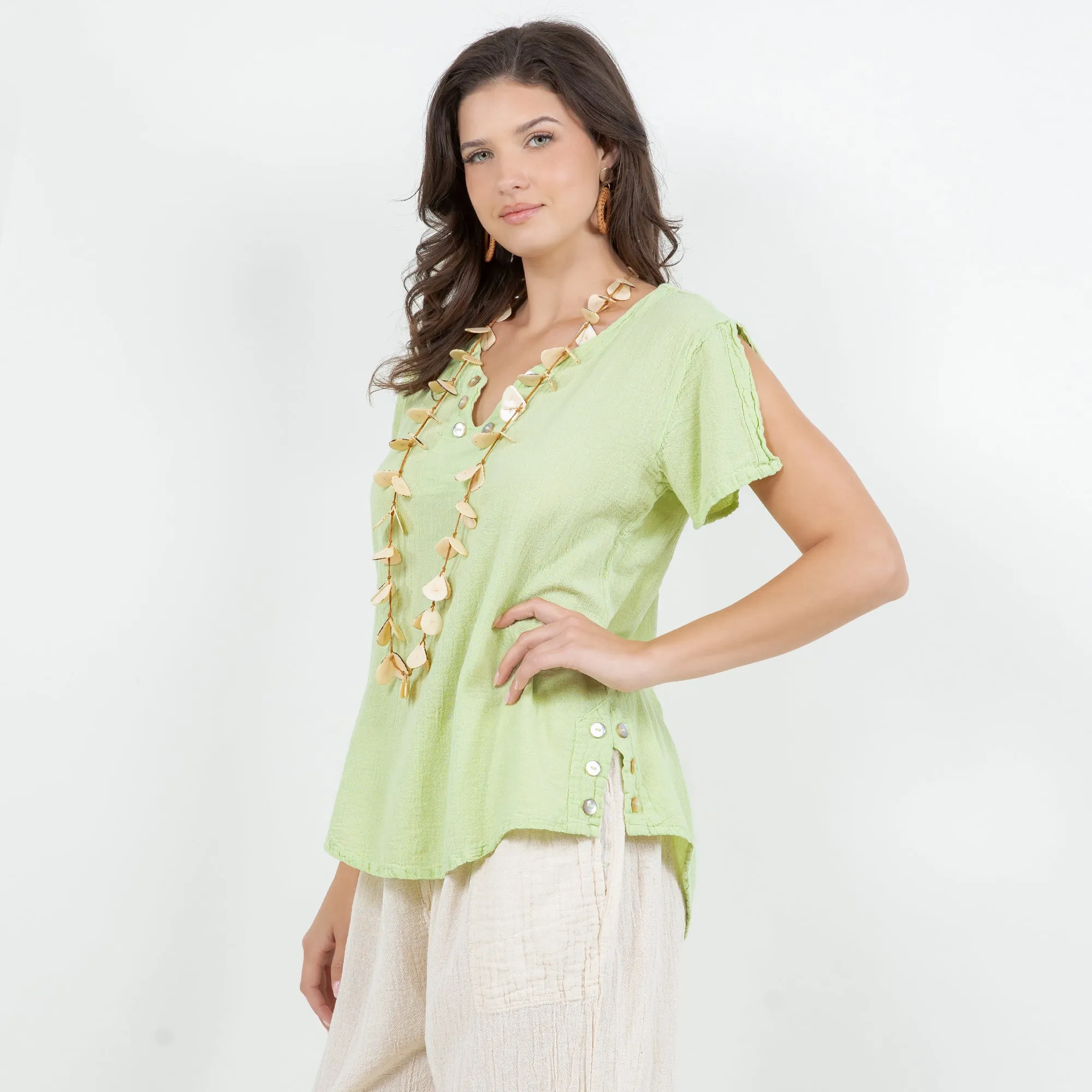 Lauren Top- Scoop Bottom Button Details - New Colors!,Women Wear