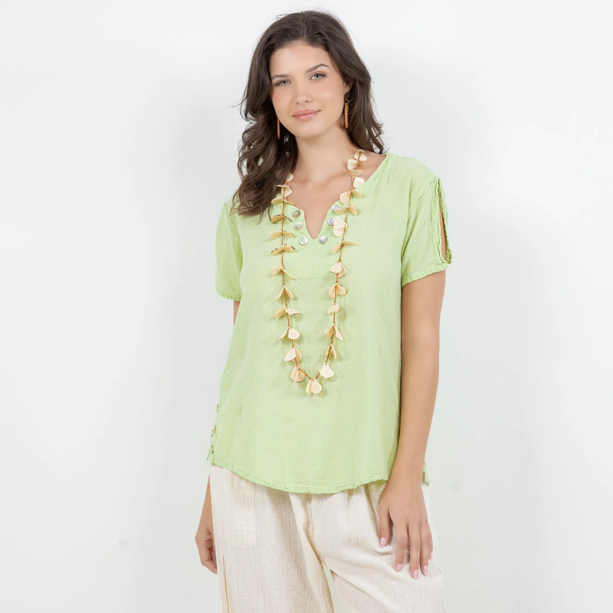 Lauren Top- Scoop Bottom Button Details - New Colors!,Women Wear