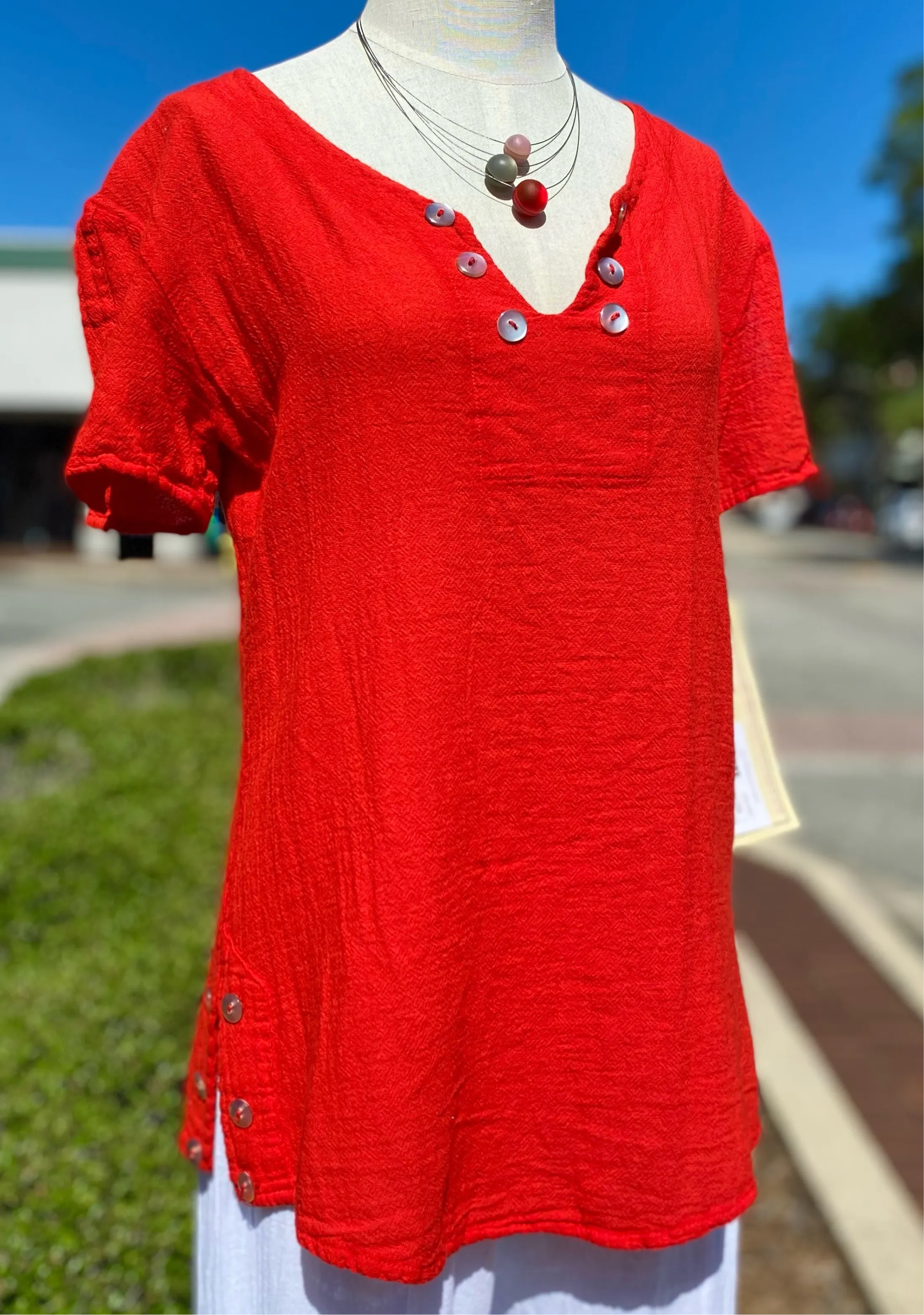 Lauren Top- Scoop Bottom Button Details,Women Wear