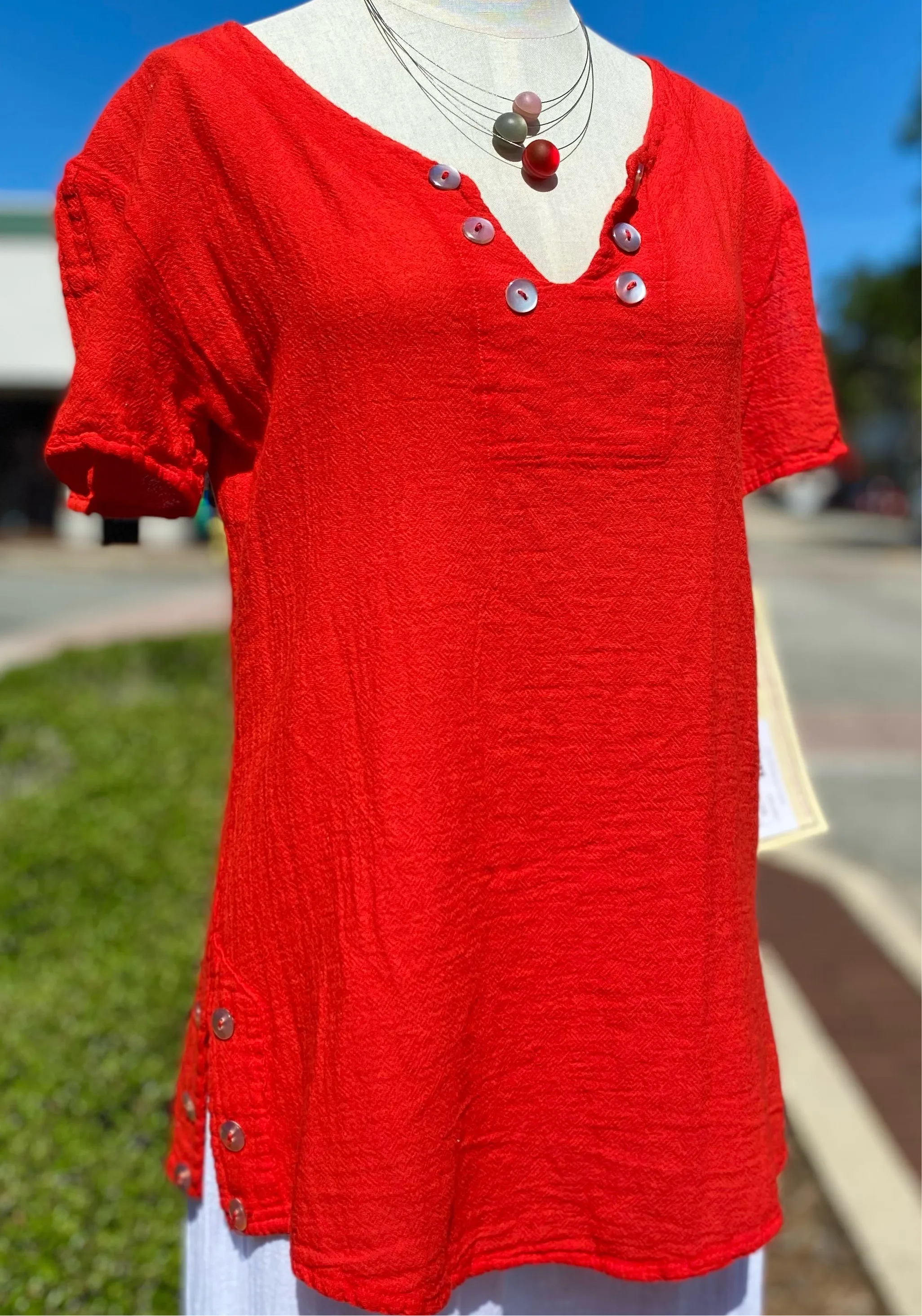 Lauren Top- Scoop Bottom Button Details,Women Wear