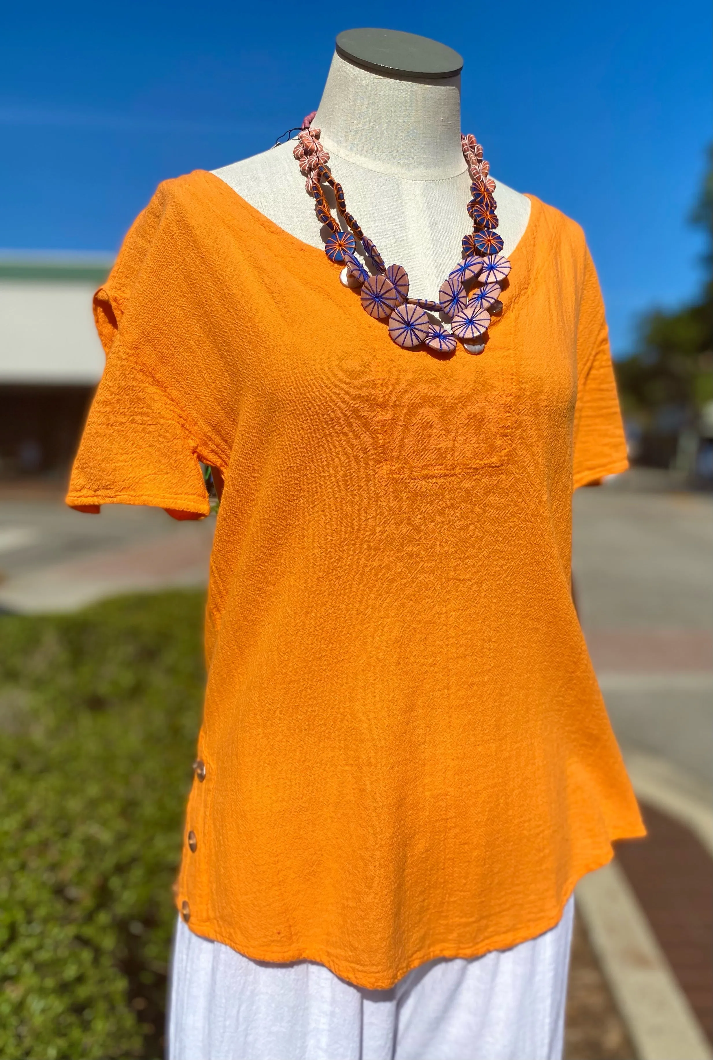 Lauren Top- Scoop Bottom Button Details,Women Wear