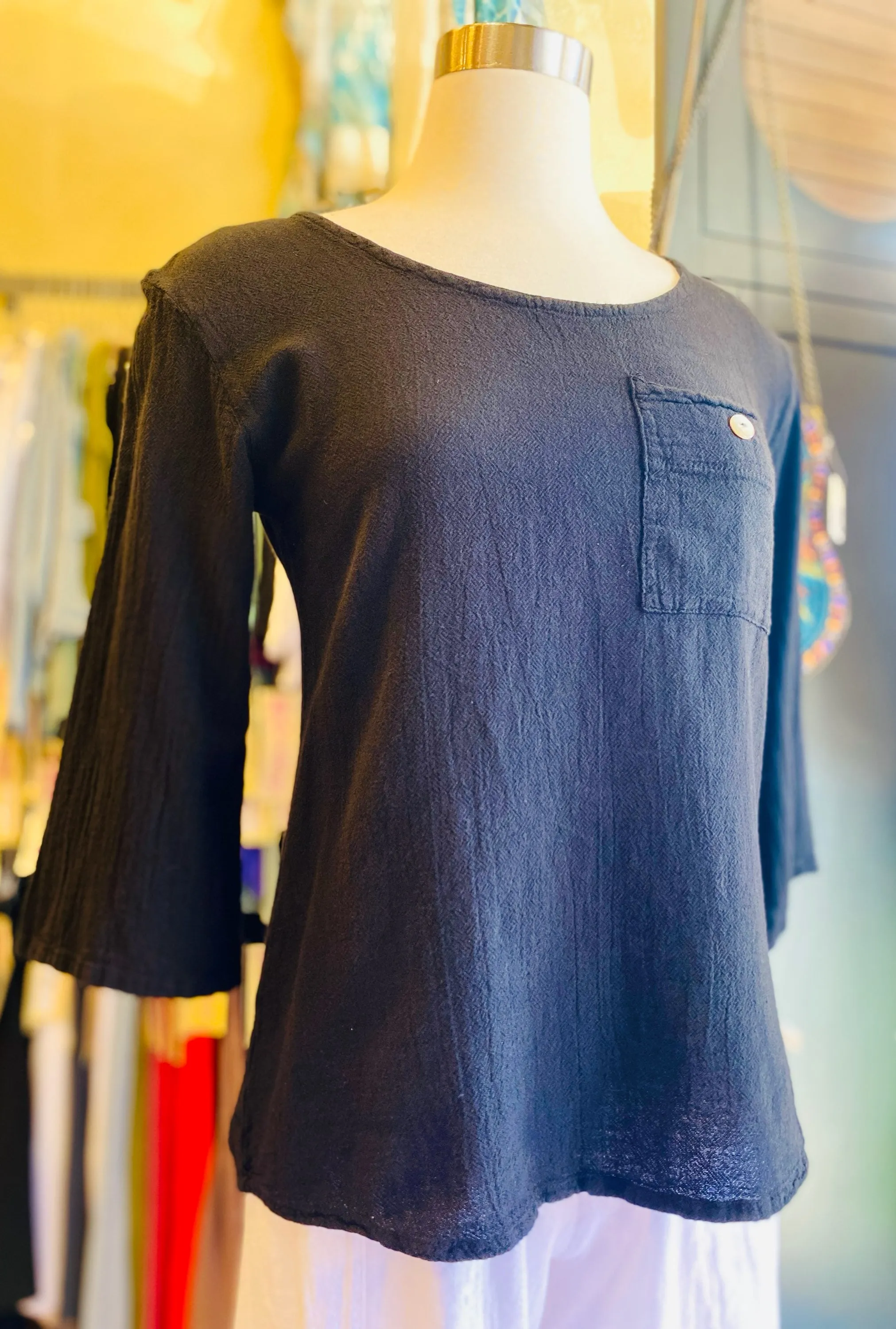 Leah Tuxedo Top with New Colors! 100% Cotton Gauze,Women Wear