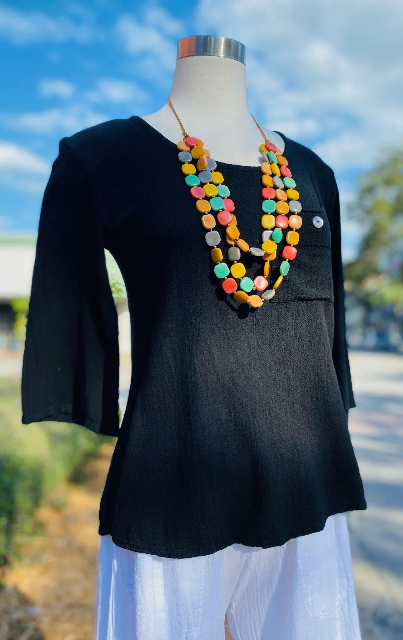 Leah Tuxedo Top with New Colors! 100% Cotton Gauze,Women Wear